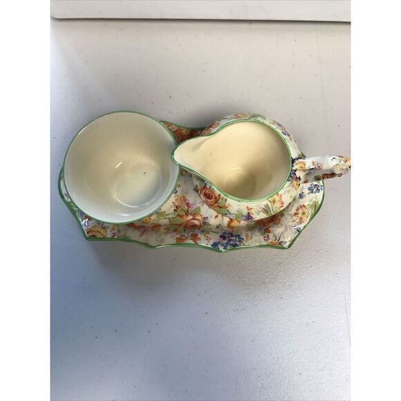 James Kent Chintz Dish Creamer & Sugar Bowl Set Of 3 England Floral - Picture 3 of 13